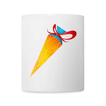 Bunte Schultüte mit roter Schleife - Tasse - Weiß - Vorne