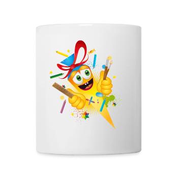 Cône d’école de bande dessinée drôle pour l’inscription à l’école - Mug blanc - blanc - Devant