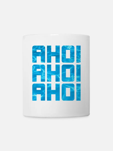 Ahoi Pool Meer Wasser maritim coole Sprüche Käptn - Tasse - Weiß