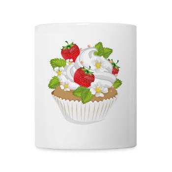 Motif de cupcake aux fraises – Tartelettes avec garniture - Mug blanc - blanc - Devant