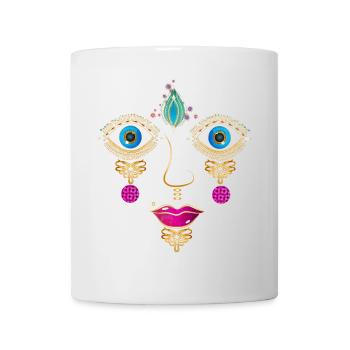 Visage abstrait fait d’ornements dorés - Mug blanc - blanc - Devant