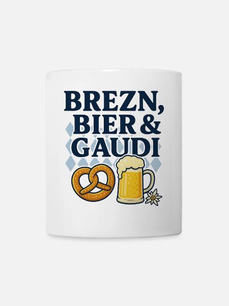 brezn, bier und gaudi - Tasse - Weiß