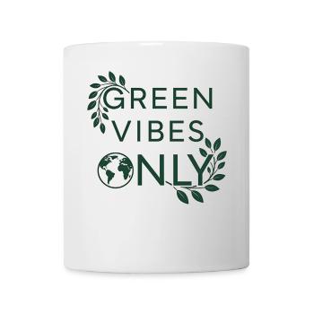 Eco Friendly Green Vibes Only Earth Love - Tasse - Weiß - Vorne