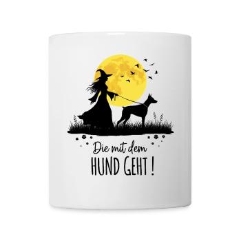 Die mit dem Dobermann geht ! - Tasse - Weiß - Vorne