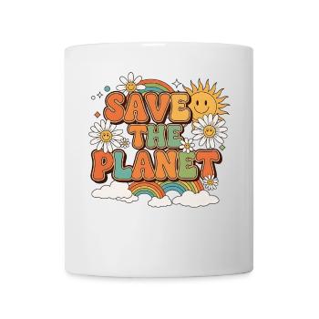 Save the Planet Retro Style Design - Tasse - Weiß - Vorne