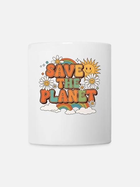 Save the Planet Retro Style Design - Tasse - Weiß