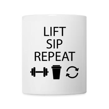 Lift • Sip • Repeat – Chemise de fitness et de café | Gymnase - Mug blanc - blanc - Devant