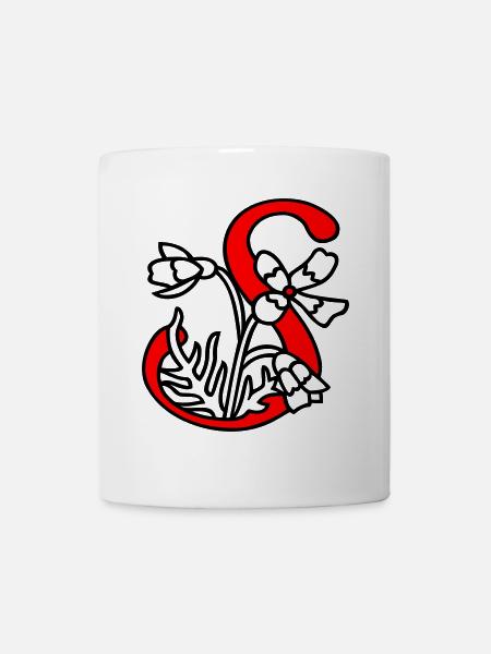 Buchstabe Blüte Initiale - Tasse - Weiß