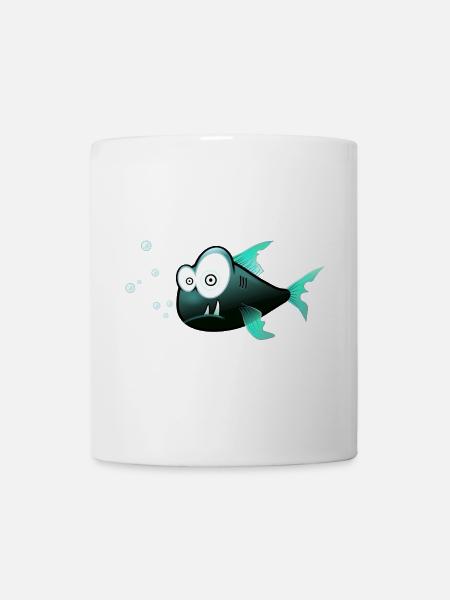 Poisson avec requin cartoon dents - Mug blanc - blanc