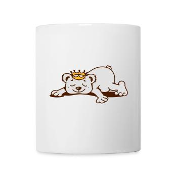 Un petit ours avec une couronne d'or dort - Mug blanc - blanc - Devant