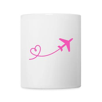 Flyer avion avec coeur en rose - Mug blanc - blanc - Devant