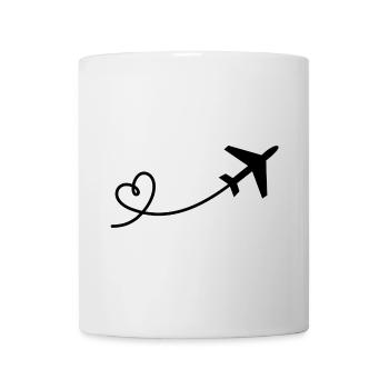 Flyer avion avec coeur en noir - Mug blanc - blanc - Devant