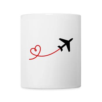 Aviateur d'avion avec coeur en rouge noir - Mug blanc - blanc - Devant