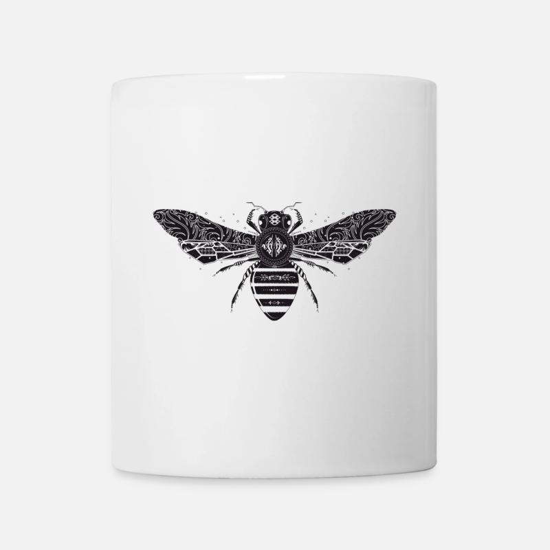 kunstvoll gestaltete Biene - Tasse - Weiß