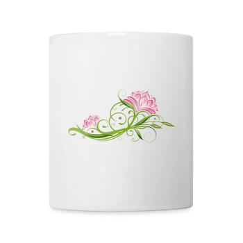 Lotusblüte, Blume, Ranke und Blätter. Lotus. - Tasse - Weiß - Vorne