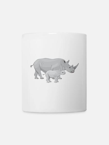 Rhino with baby, Rhinos - Mug - white