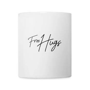 free hugs kostenlose Umarmungen Kuscheln Geschenk - Tasse - Weiß - Vorne
