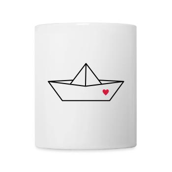 Boot Papier Schiff Herz I Hafen Liebe Geschenk - Tasse - Weiß - Vorne