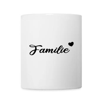 Familie Herzchen Schriftzug in schwarz - Tasse - Weiß - Vorne