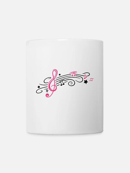 Music, clef with stars and music notes - Mug - white
