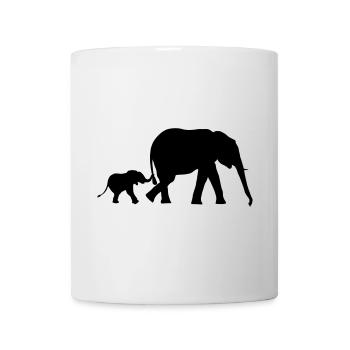 Elefant und Elefantenbaby - Tasse - Weiß - Vorne