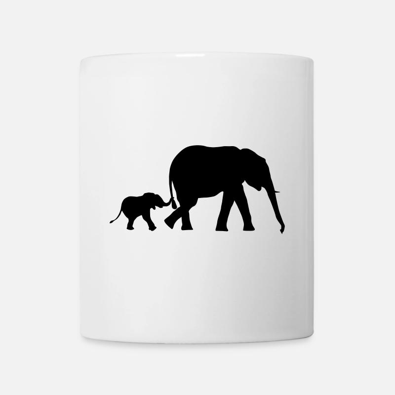 Elefant und Elefantenbaby - Tasse - Weiß