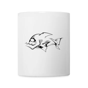 piranha symbole dessin animé croquis dessin icône - Mug blanc - blanc - Devant