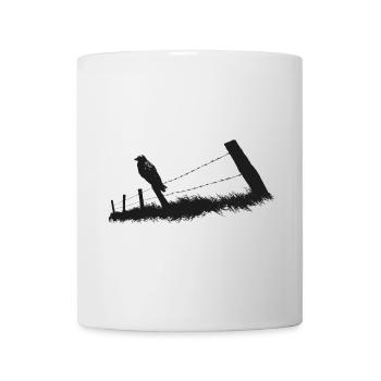 Rabe Krähe Zaun Zaunpfahl - Tasse - Weiß - Vorne