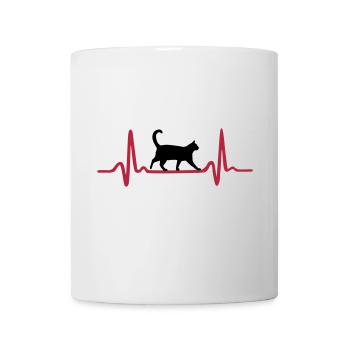 Cat & Heartbeat, Heart - Mug blanc - blanc - Devant