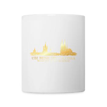 Kölner Skyline mit römischem Köln Spruch Ubi Bene - Tasse - Weiß - Vorne