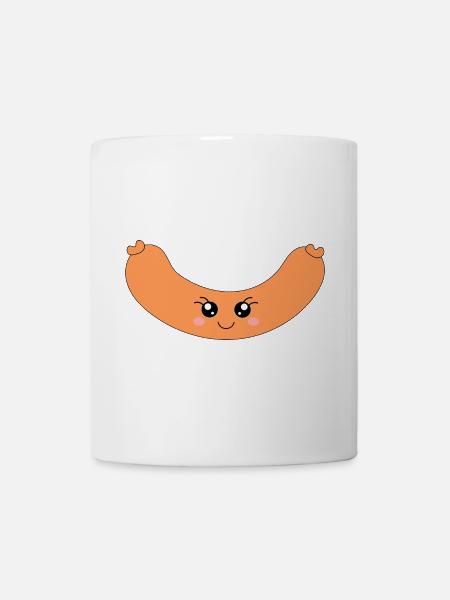 Saucisse à hot-dog kawaii - Mug blanc - blanc