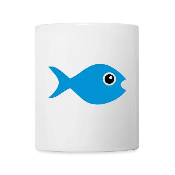 ★ Designfarben änderbar ★ Fisch mit Kulleraugen - Tasse - Weiß - Vorne