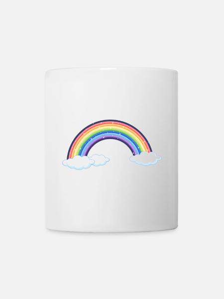 Arc-en-ciel vibrant sur les nuages - Mug blanc - blanc