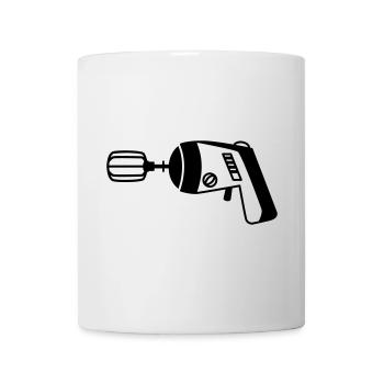 Phaser trifft Mixer – Lustiges Geek & Koch - Tasse - Weiß - Vorne