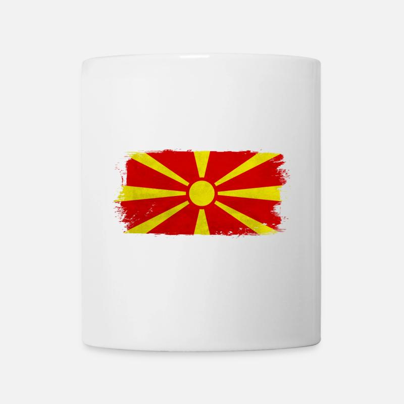 Mazedonische Sonne auf Rot - Tasse - Weiß