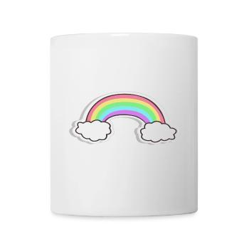 Pastel rainbow with clouds motif - Mug - white - Front