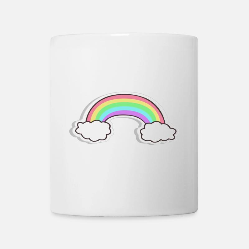 Pastellregenbogen mit Wolken Motiv - Tasse - Weiß