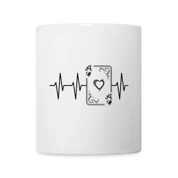Spielkarten Herz Ass Puls Symbol Illustration SKat - Tasse - Weiß - Vorne