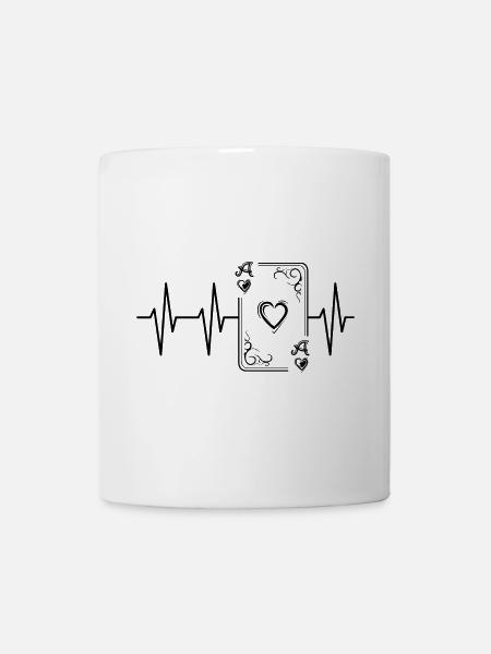 Cartes à jouer Heart Ace Pulse Symbol Illustration SKat - Mug blanc - blanc