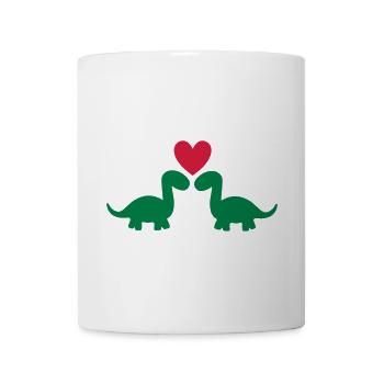 Zwei Brontosaurier und ein Herz - Tasse - Weiß - Vorne