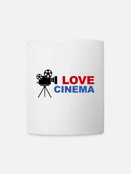 Love Cinema Typographie Rouge Bleu Audacieuse - Mug blanc - blanc
