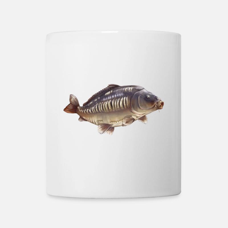 Mirror Carp Fishing Design Realistic Angler  - Mug - white