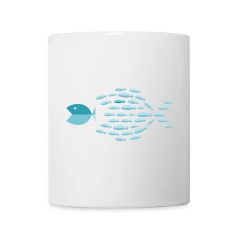 Blue School Silhouette - small fish eat big fish - Mug - white - Front