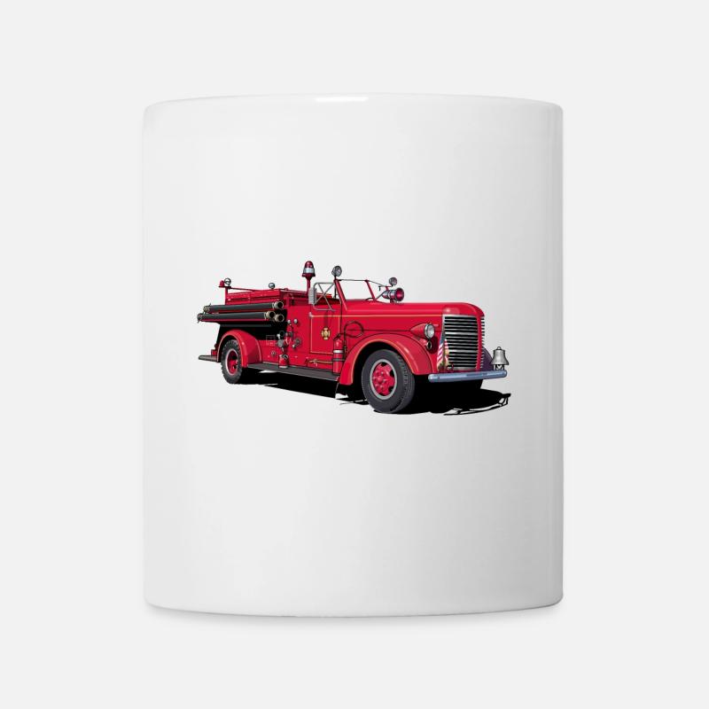 Feuerwehrauto Oldtimer - Tasse - Weiß