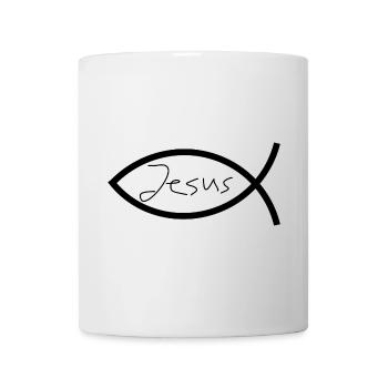 Jésus poisson noir Ichthys poisson poisson poisson - Mug blanc - blanc - Devant