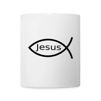 Jésus poisson noir Ichthys poisson poisson poisson - Mug blanc - blanc - Devant