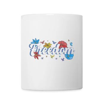 Freedom Blumen Schmetterlinge Freiheitsdesign - Tasse - Weiß - Vorne