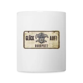 Glück auf Ruhrpott Schild - Tasse - Weiß - Vorne