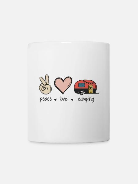 Frieden Liebe Camping - Tasse - Weiß