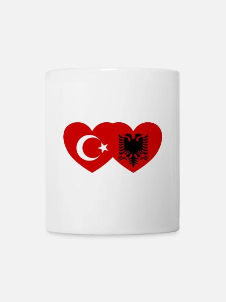 Türkei Albanien Flagge Herz vereint - Tasse - Weiß